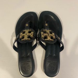 Tory Burch Miller sandal navy with gold size 7.5
